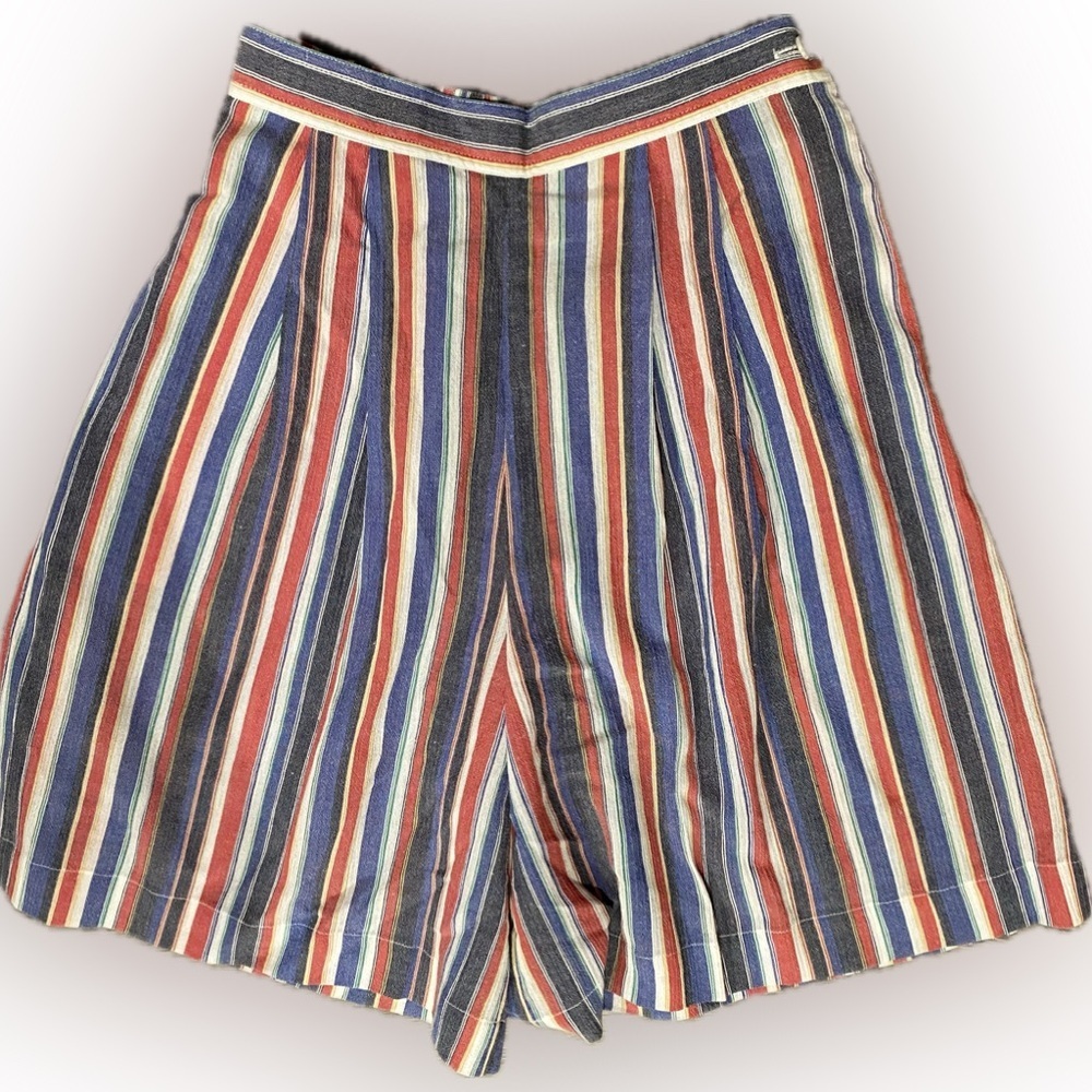 Karen Scott Womens Striped High Waist Shorts